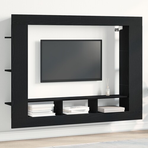 vidaXL TV Kabinet Zidna Ograda Crni Hrast 152x22x113 cm