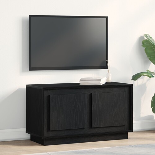 vidaXL TV komoda Crna Hrast 80x35x45 cm Odabrana drva