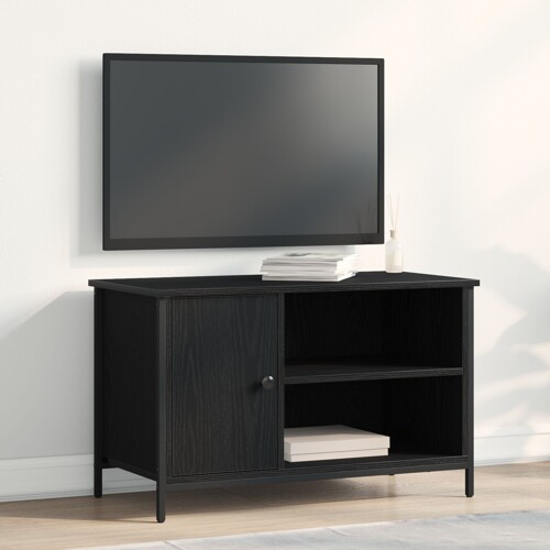 vidaXL TV ormarić Crna hrastovina 80x40x50 cm Inženjerski drvo i čelik