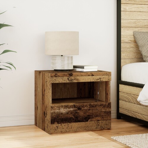 vidaXL Noćni ormarić s LED svjetlima od starog drva 50x40x45 cm