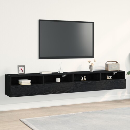vidaXL TV Zidni Ormarić 2 kom Crni Hrast 100x30x30 cm Konstruirano drvo