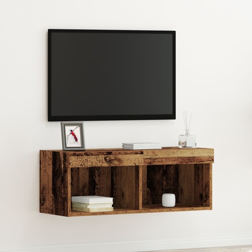 vidaXL TV zidni ormarić s LED svjetlima staro drvo 80x30x30 cm