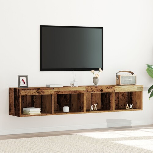 vidaXL TV zidne ormariće s LED svjetlima 2 kom Ostar drvo 80x30x30 cm