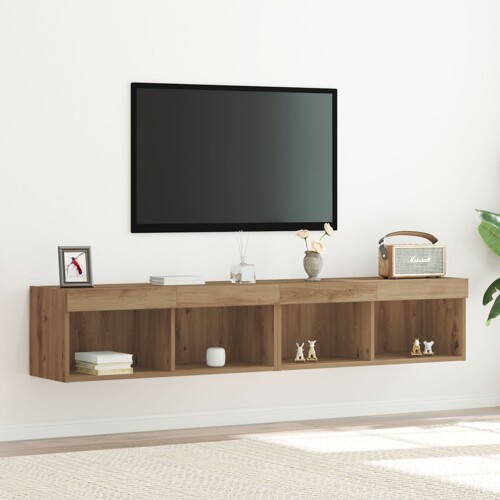 vidaXL TV zidni ormarići s LED svjetlima 2 kom Artisan Oak 80x30x30 cm