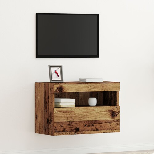 vidaXL TV zidni ormarić s LED svjetlima stari drvo 60x30x40 cm