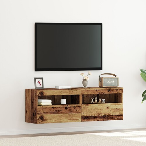 vidaXL TV zidne ormariće s LED svjetlima 2 komada stari drvo 60x30x40 cm