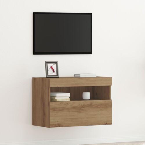 vidaXL TV Zidni Ormar s LED Svjetlima Artisan Hrast 60x30x40 cm