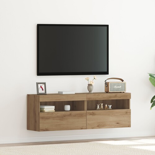 vidaXL TV zidne komade s LED svjetlima 2 kom Artisan hrast 60x30x40 cm