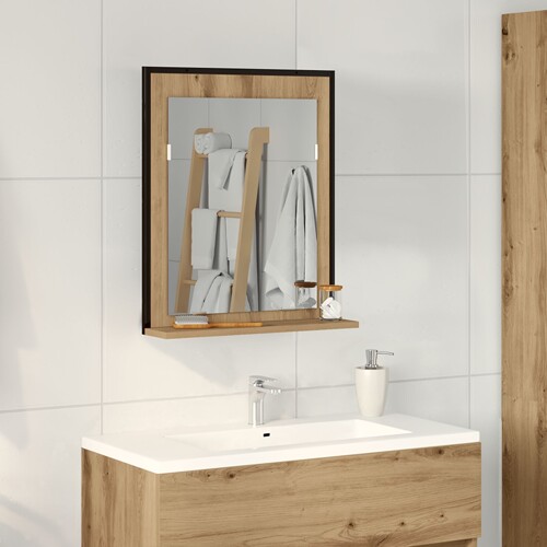 vidaXL Ogledalo za kupaonicu Umjetnički hrast 50x12x60 cm Konstruirano drvo