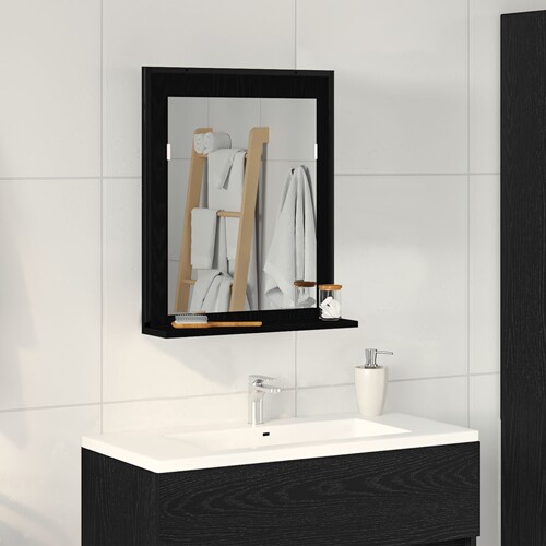 vidaXL Ogledalo za kupaonicu Crni hrast 50x12x60 cm Konstruirano drvo