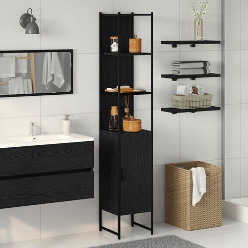 vidaXL Ormar za kupaonicu Crna hrast 33x33x185,5 cm Kompozitno drvo