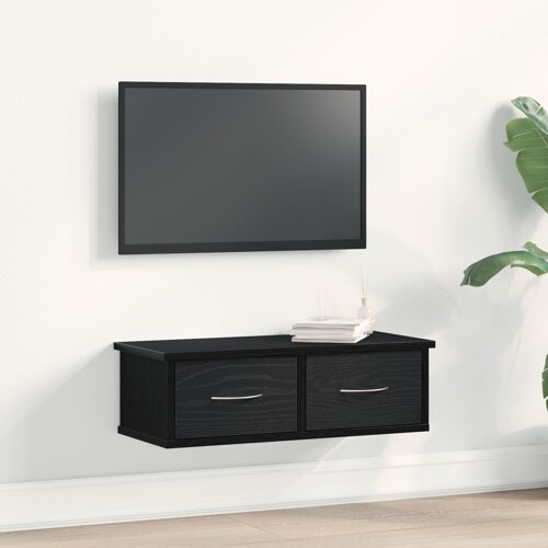 vidaXL Zidna polica s ladicama Crna hrast 60x26x18,5cm Konstruirano drvo