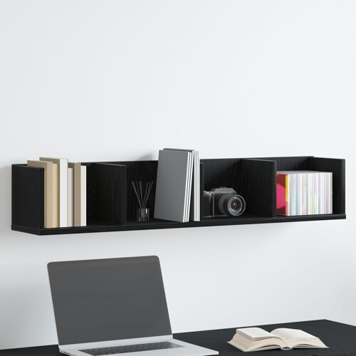 vidaXL Polica za CD crna hrastovina 100x18x18 cm Konstruirano drvo