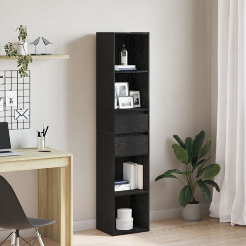 vidaXL Polica za knjige Modularna Crni Hrast 36x30x171 cm Konstruirano drvo
