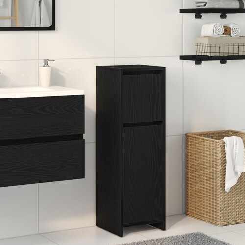 vidaXL Crni ormar za kupaonicu od hrastovine 30x30x95 cm