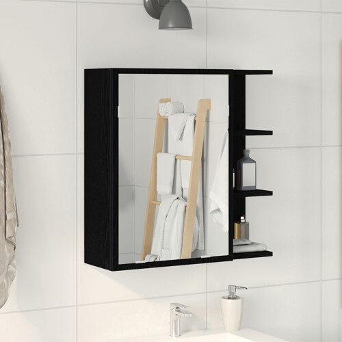 vidaXL Kupaonsko ogledalo ormar crni hrast 62,5x20,5x64cm drvo