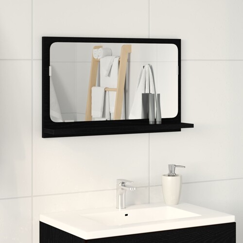 vidaXL Ogledalo za kupaonicu Crna hrastovina 60x10,5x37 cm Obradni drvo