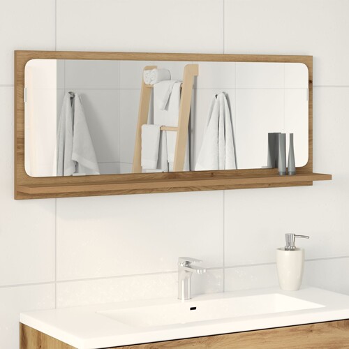 vidaXL Ogledalo za kupaonicu - obrtnicki hrast 90x10,5x37 cm - konstruirano d...