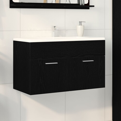 vidaXL Kupaonski umivaonik ormar crni hrast 90x38,5x46 cm konstruirano drvo