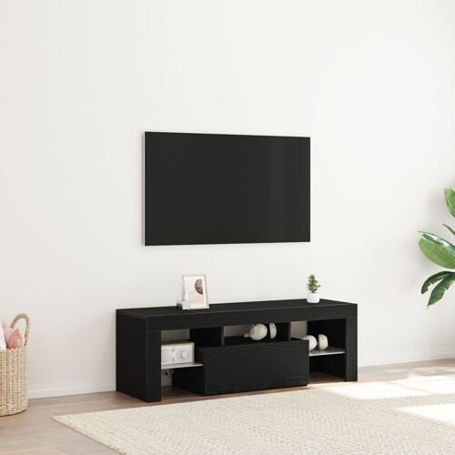 vidaXL TV ormarić s LED svjetlima, crni hrast, 120x35x40 cm