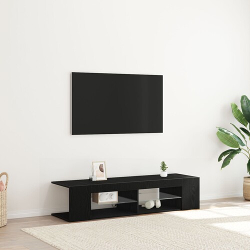vidaXL TV komoda s LED svjetlima crni hrast 135x39x30 cm od drvenih kompozita