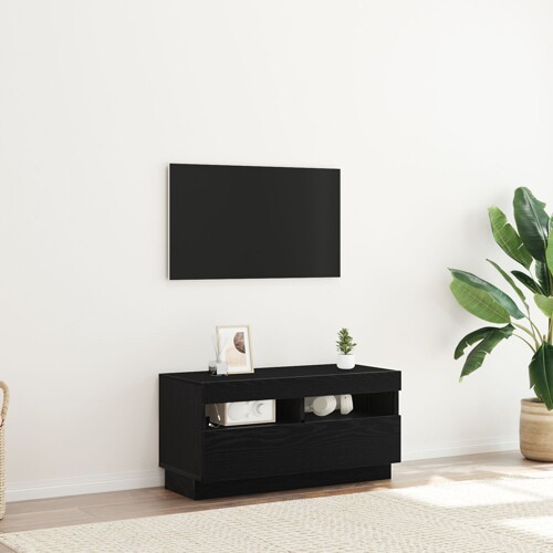 vidaXL TV ormarić s LED svjetlima, crni hrast, 80x35x40 cm, konstruirano drvo