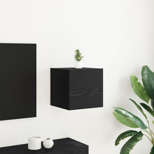 vidaXL Zidni TV Kablinet Crna Hrast 30,5x30x30 cm