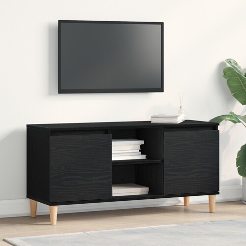 vidaXL TV ormarić s drvenim nogama crni hrast 102x35x50 cm