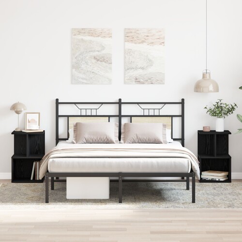 vidaXL Noćni ormarić 2 kom Crna hrastovina 35x35x55 cm Ugaona ploča