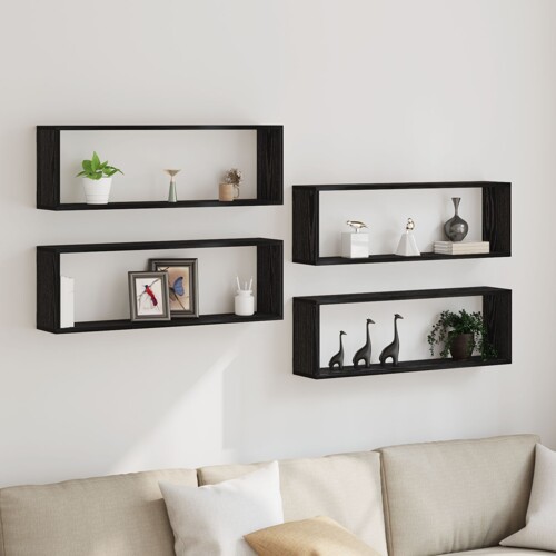 vidaXL Police 4 kom Crni Hrast 80x15x26 cm od konstruiranog drva