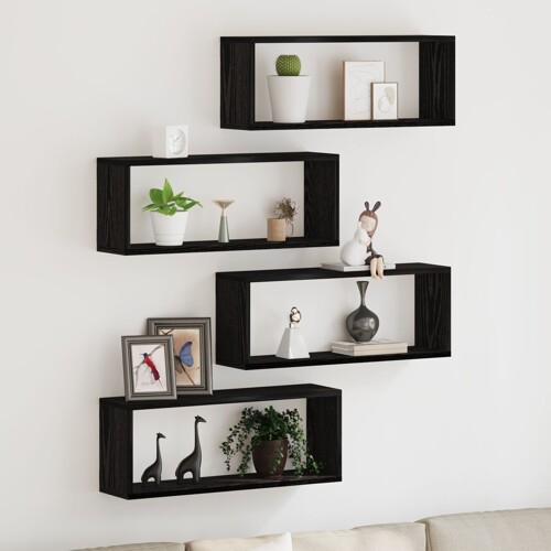 vidaXL Set polica od 4 komada - Crveni hrast - 60x15x23 cm - Napravljeno od i...