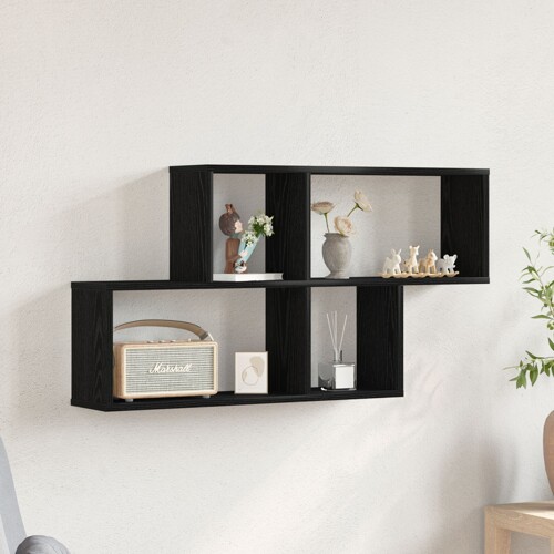 vidaXL Crni ormar na zidu 76x15x53 cm izrađen od inženjerskog drva