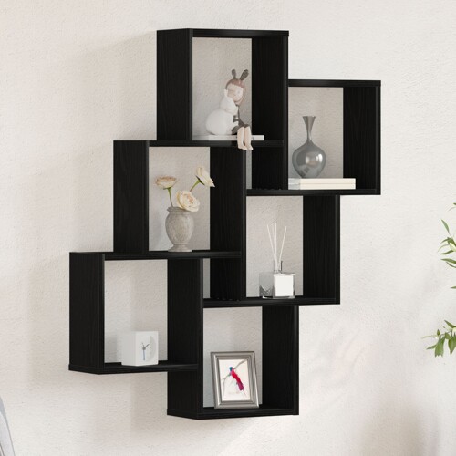 vidaXL Zidni ormar u crnom hrastu 78x15x92 cm, od inženjerskog drva