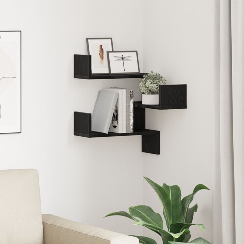 vidaXL Kutna polica crni hrast 40x40x49,5 cm od konstruiranog drva