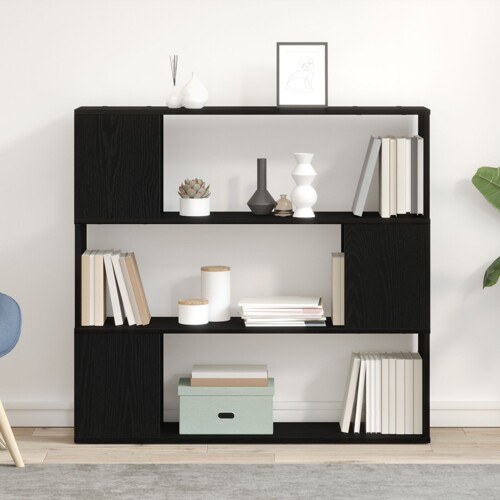 vidaXL Polica za knjige Crni hrast 100x24x94 cm od konstruiranog drva