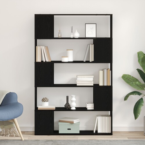 vidaXL Polica za knjige Crna Hrast 100x24x155 cm