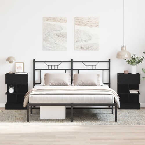 vidaXL noćni ormarić 2 kom crna hrast 40x35x65 cm inženjerski drvo