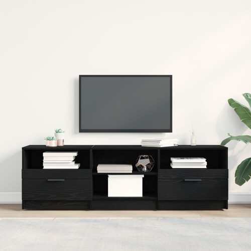 vidaXL TV Kabinet Crna Hrast 150x33,5x45 cm Konstruirano drvo