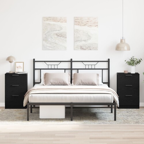 vidaXL Noćni ormarić 2 kom crna hrast 40x65x65 cm izrađeni od konstruirano...