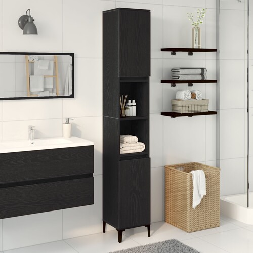 vidaXL Kupaonski ormarić Crna hrastovina 30x30x190 cm Konstruirano drvo