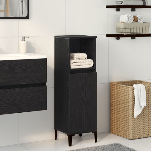 vidaXL Ormar za kupaonicu Crna Hrast 30x30x100 cm Konstruirano drvo