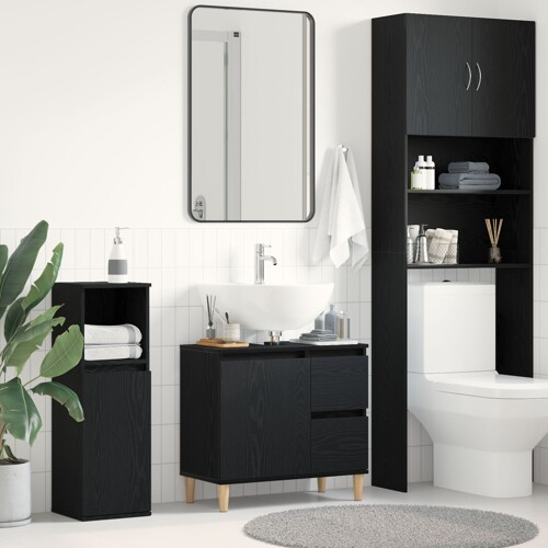 vidaXL Ormar za sudoper Crni hrast 65x33x60 cm Konstruirano drvo