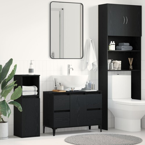 vidaXL Kupaonski umivaonik crna hrastovina 80x33x60 cm od drvenih materijala