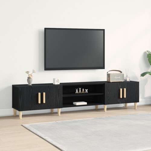 vidaXL TV Kabl Black Oak 180x31,5x40 cm Konstruirano drvo