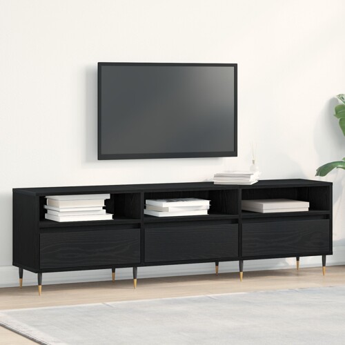 vidaXL TV ormarić Crna Hrast 150x30x44,5 cm Odabrani materijal