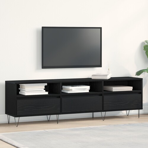 vidaXL TV konzola Crna Hrast 150x30x44,5 cm Konstruirano drvo