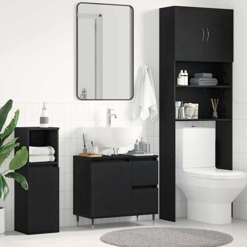 vidaXL Ormar za umivaonik Kupaonica Crni 65x33x60 cm Konstruirano drvo