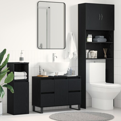 vidaXL Kupaonski ormar ispod umivaonika Crni hrast 80x33x60 cm Konstruirano d...