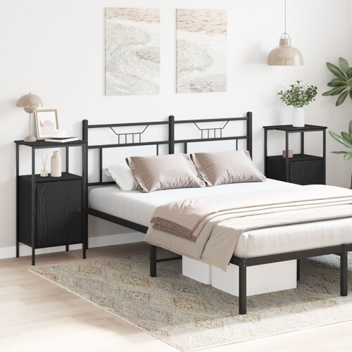 vidaXL Noćni ormarić 2 kom crna hrast 41x31x80 cm inženjerski drvo