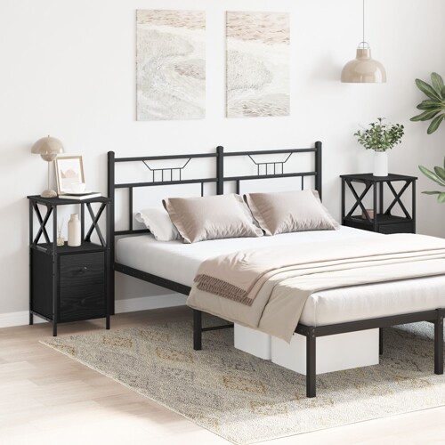 vidaXL Noćni ormarići 2 kom Crni hrast 34x35,5x70 cm Odlično konstruirano ...